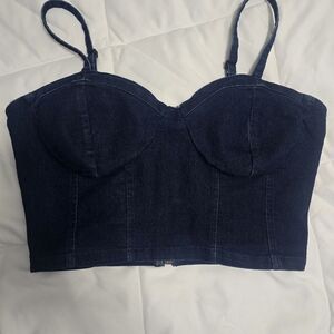 Dark Blue Denim Bustier Top